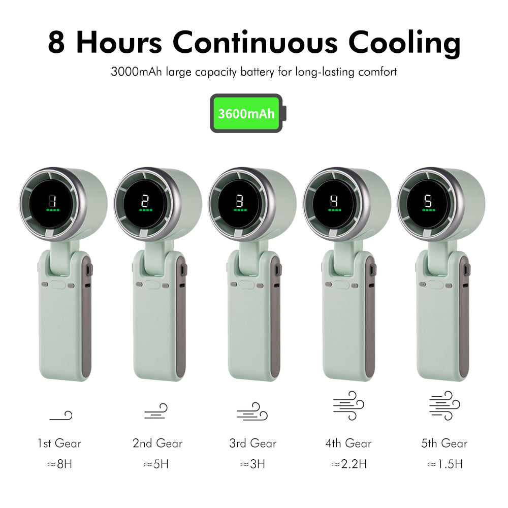 ENKAY HAT PRINCE Handheld Fan Foldable Turbo Fan with Digital Display 5 Wind Speed ENKAY HAT PRINCE Handheld Fan Foldable Turbo Fan with Digital Display 5 Wind Speed